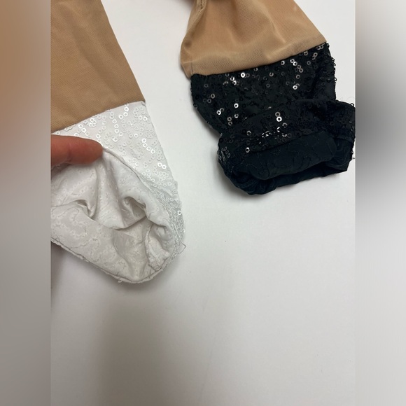 NWOT ⚜️🤍🤎🖤⚜️ Costume dept. mesh see through nude leggings sequin bottoms - Picture 6 of 10